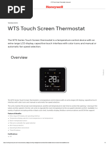 WTS Touch Screen Thermostat - Honeywell