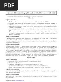 Sujet DHistoire Geographie Bac A4 Et AB 2022