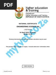 N4 Engineering Science April 2023 Question Paper