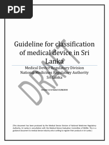 Draft - Guideline For Classification of Medical Device in Sri Lanka