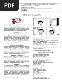 Autoestima - Atividades Avaliativa