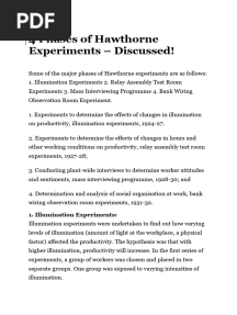 4 Phases of Hawthorne Experiments