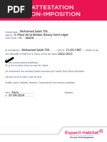Attestation Non Imposition