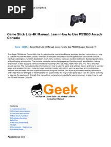ps3000 4k Game Stick Lite Arcade Console Manual