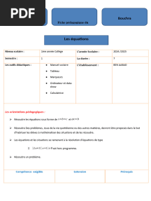 Fiche Pédagogique Les Équations