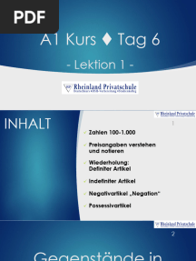 A1 Kurs Tag 6: - Lektion 1