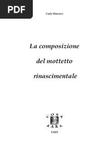 La Composizione Del Mottetto Rinascimentale