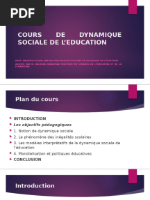 COURS DE DYNAMIQUE SOCIALE DE L’EDUCATION (1)