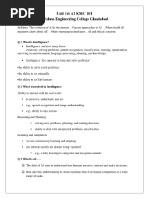 AI Complete Notes - Unit 1 To Unit 5