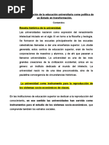 TEMA 2 La Universalización de La Educación Universitaria Como Política de Un Estado en Transformación