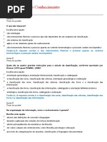 TESTES Organização Do Conhecimento