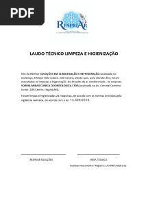 Laudo Técnico de Limpeza e Higienização