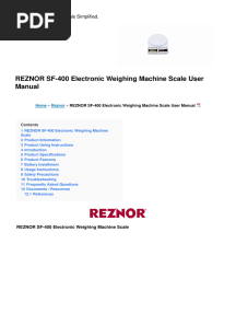SF 400 Electronic Weighing Machine Scale Manual