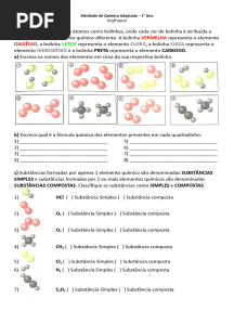 Atividade Adaptada de Química - 1ºano - Leis Ponderais e Modelo de Dalton