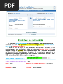 Certificat de Solvabilité: Transfert en Attente de Validation