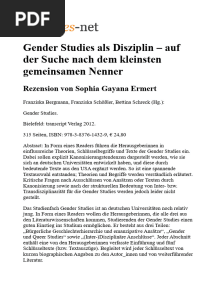 Ermert, Sophia Gayana - Franziska Bergmann, Franziska Schößler, Bettina Schreck (HG.), Gender Studies