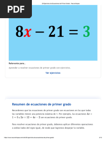 20 Ejercicios de Ecuaciones de Primer Grado - Neurochispas