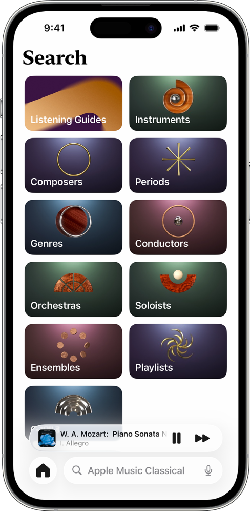 An iPhone shows the Search tab where you can browse the Catalog, Playlists, and Instruments.