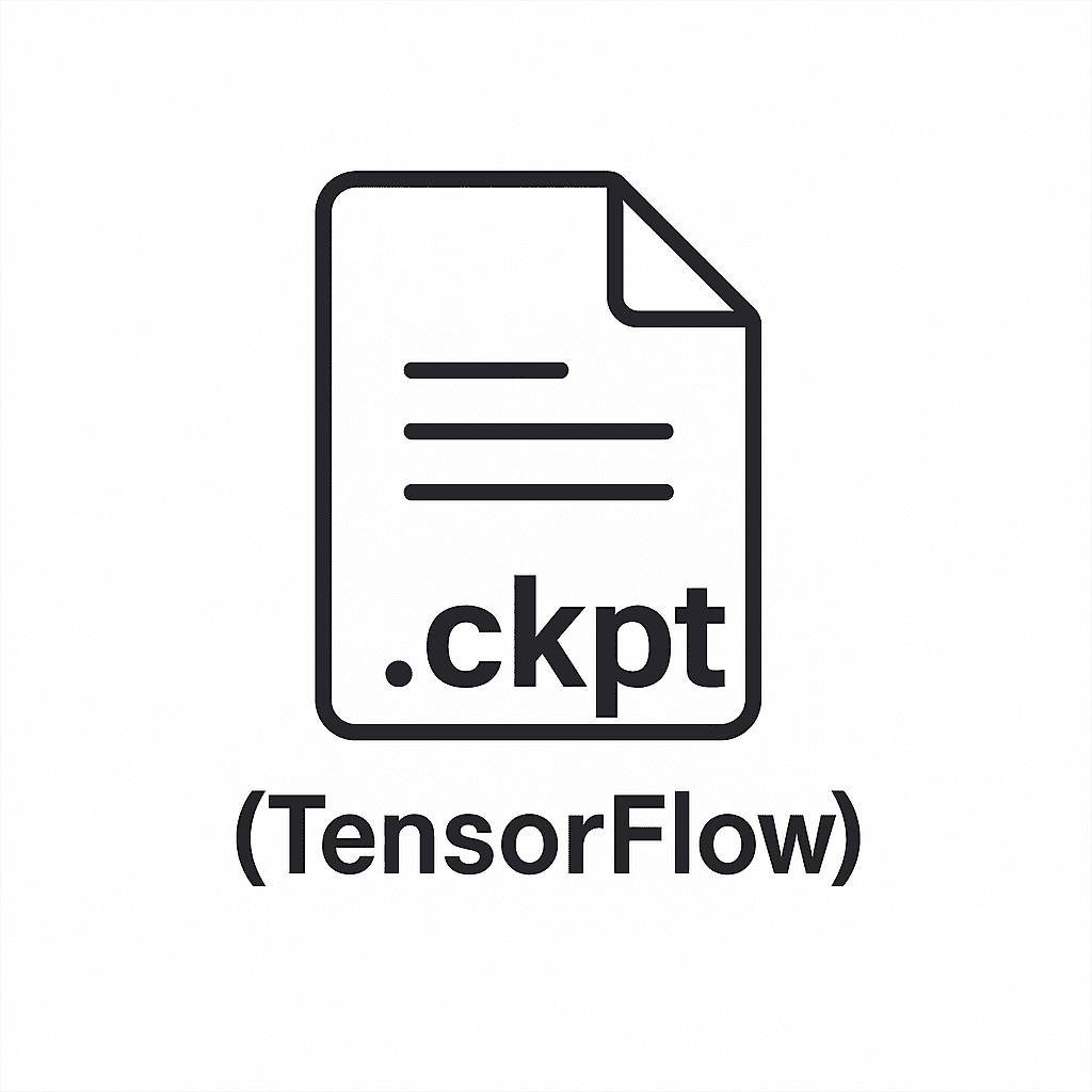 .ckpt_tensorflow – LearnOpenCV A black-and-white icon of a document labeled .ckpt (TensorFlow), symbolizing TensorFlow’s checkpoint file format used to save training weights, states, and configurations during model development.