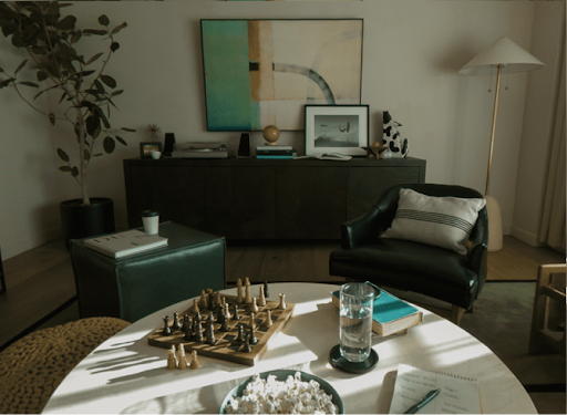 The Android XR YouTube interface projected over a living room.