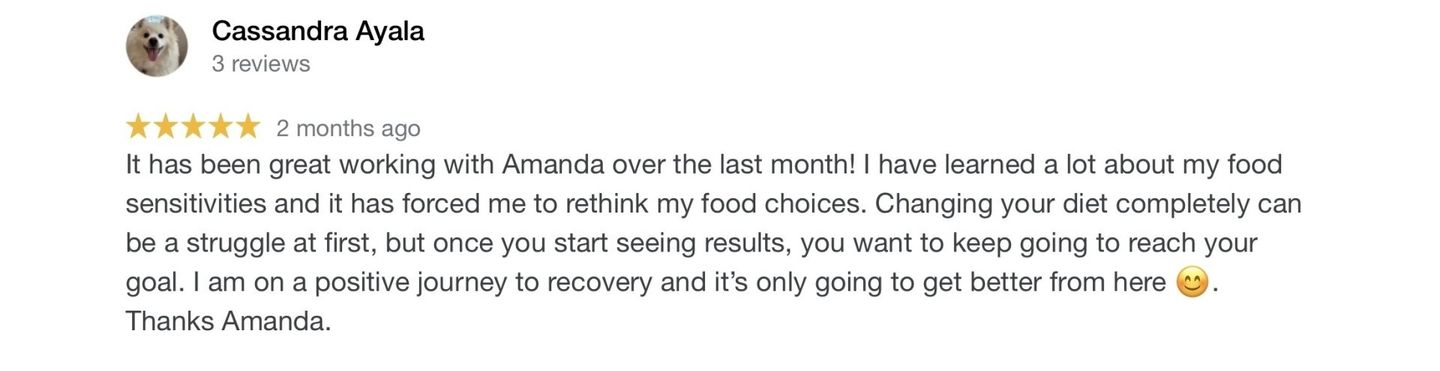 Review of Amanda, rating 5 stars,