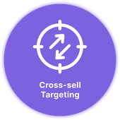 A target with a dart in the center and the words targeted cross-sell below it