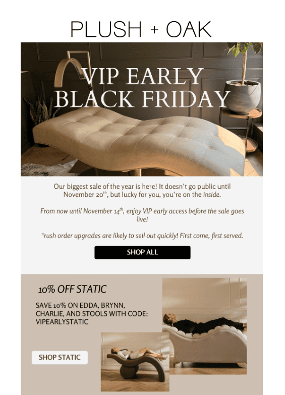 Venda VIP em e-mails da Black Friday