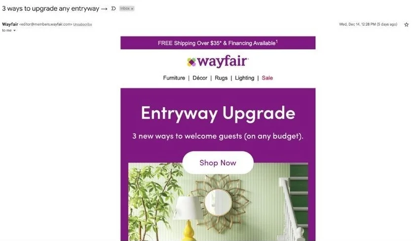 holiday product care email example