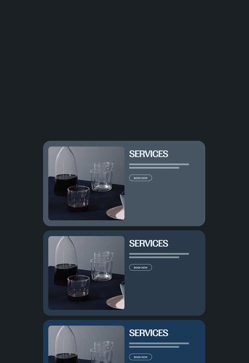 Uma linha do mesmo layout da web em diferentes tons de azul