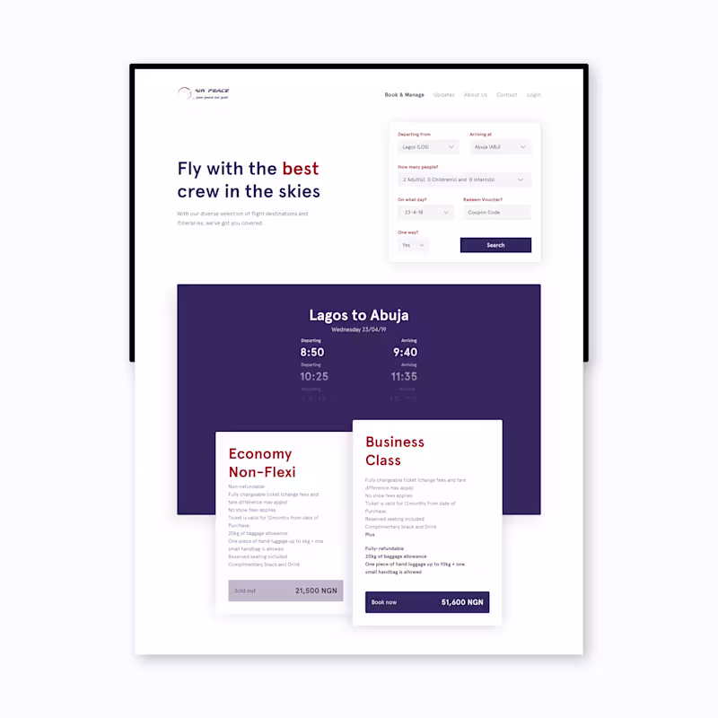 Cover image for Air Peace Booking Redesign