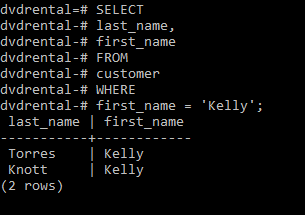 Using WHERE Clause with the Equal (=) Operator