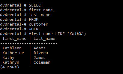 Using WHERE Clause with the LIKE Operator