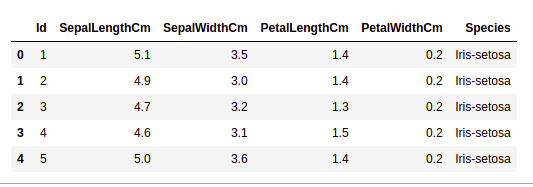 head of  a dataframe