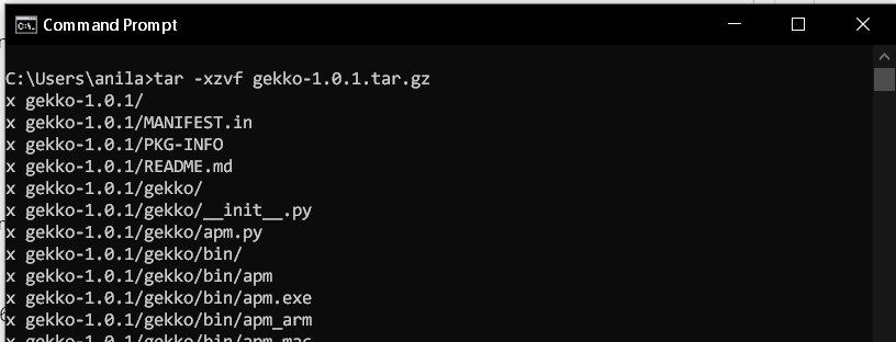 extracting the gekko-1.0.1.tar.gz file in Windows 