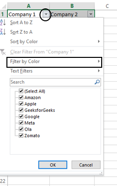 Filter-dialogue-box