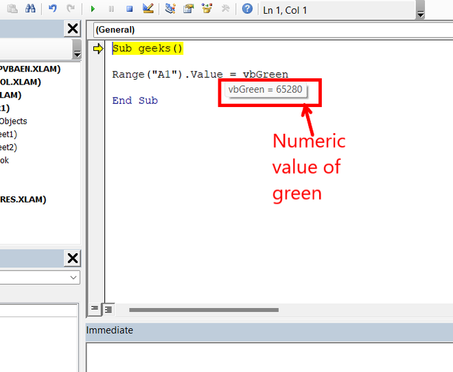 Numeric-value-of-vbGreen