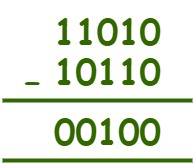 Subtract binar numbers (11010) and (10110)