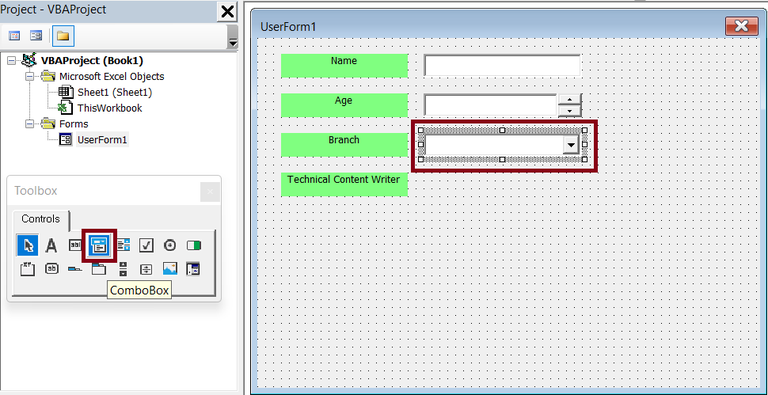 Adding ComboBox for Branch field.