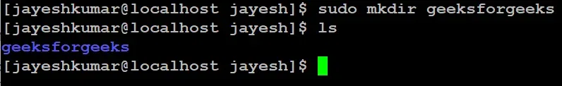 sudo mkdir geeksforgeek