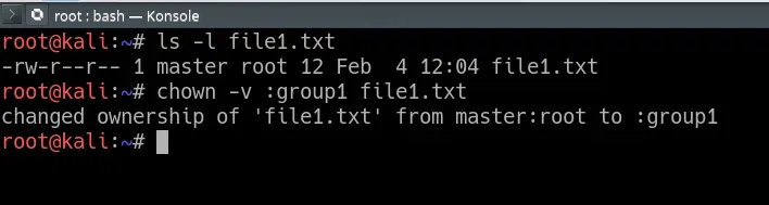 chown :group1 file1.txt