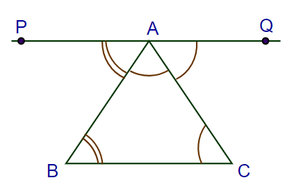 Triangle ABC and parallel line PQ