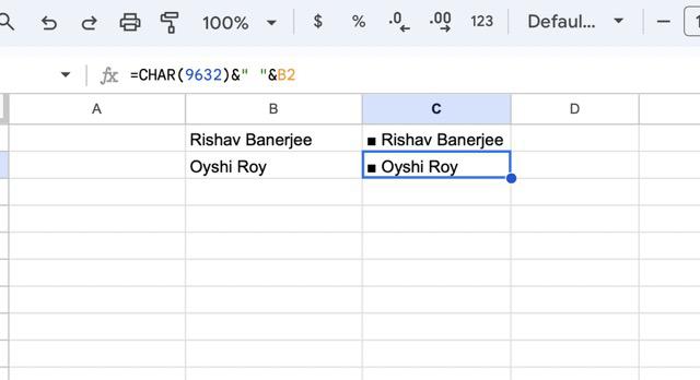 Add Bullet Points in Google Sheets