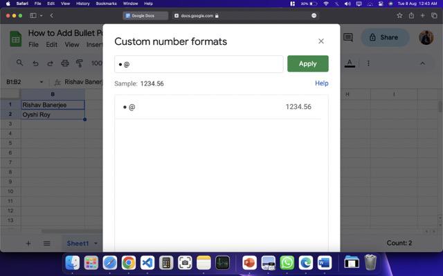  Add Bullet Points in Google Sheets
