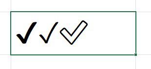 insert a tick symbol in Excel