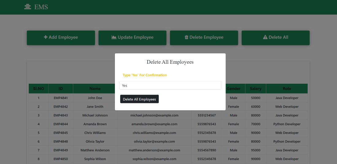 Delete All Employee Details