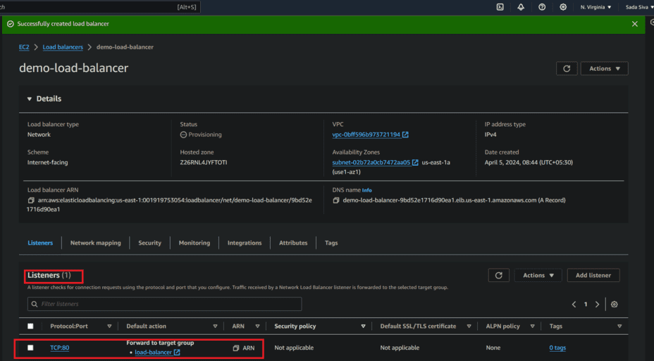 Created load balancer With Listeners