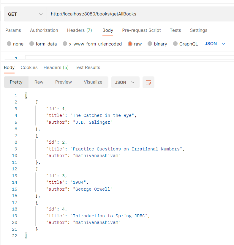 Get Books after PUT API request