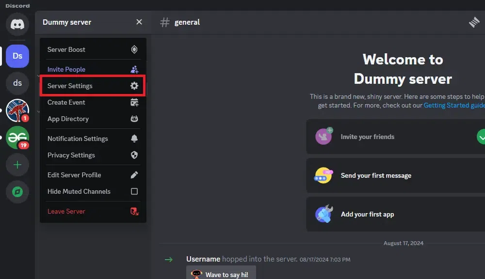 How to delete discord servers
