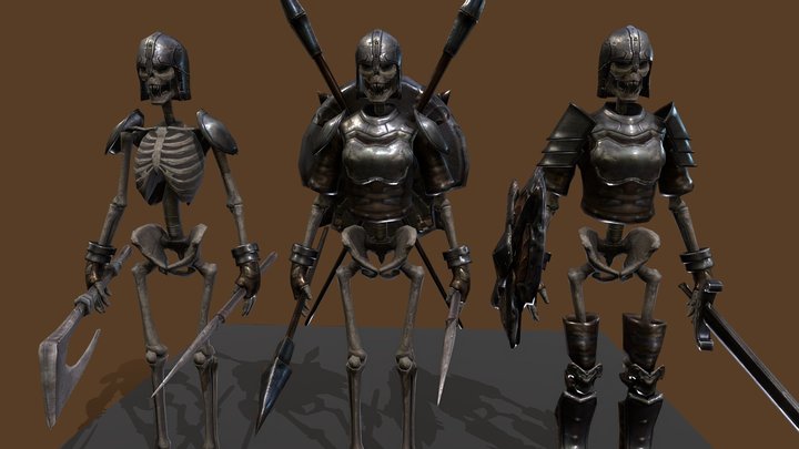 Low polygon dark fantasy skeleton building kit 3D Model