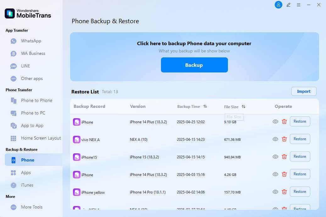 backup do wondershare mobiletrans